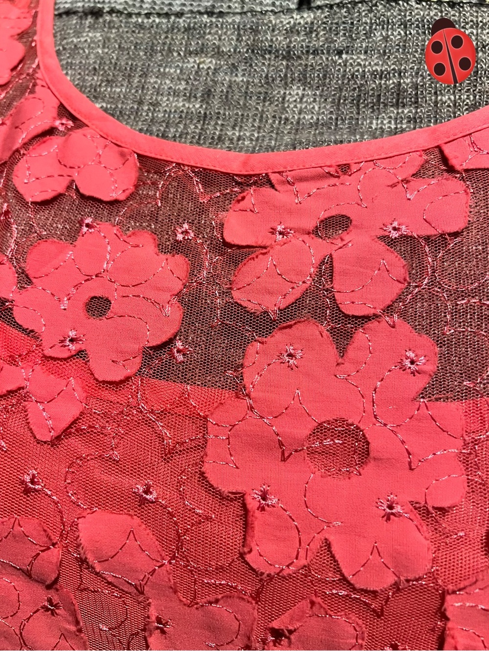 Coldwater Creek Coral Pink floral lace Dress size 12 - Picture 3 of 5